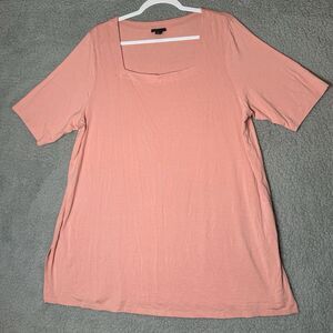 J Jill Wearever Pink Tunic Top Womens Short Sleeves Jersey Knit Square Neck‎ XL